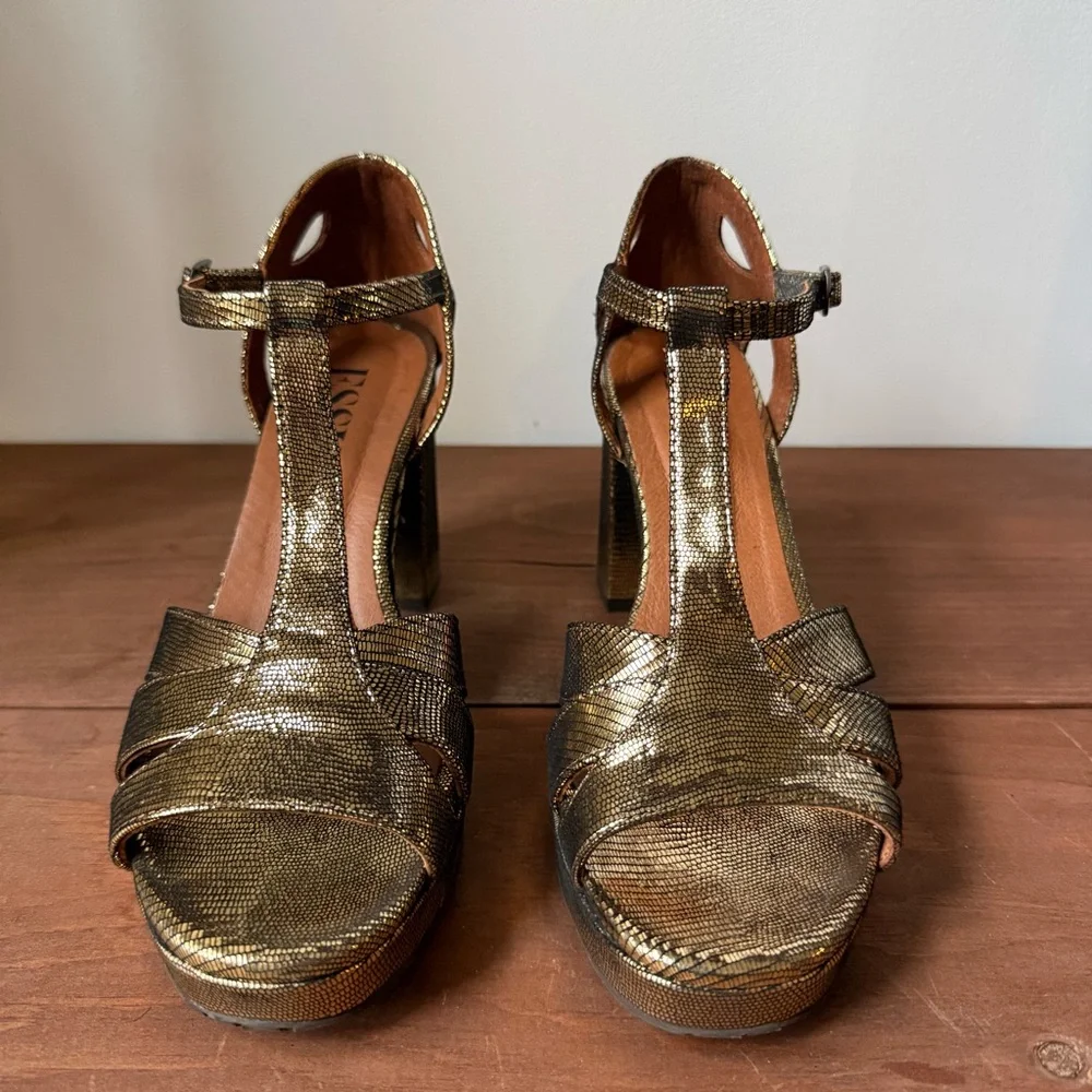 Esska Valerie Gold Heel Strappy Sandal - 39 - Picture 4 of 10